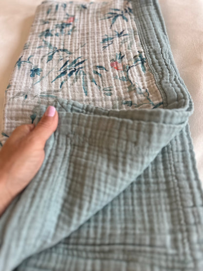 MUSSELIN BABYDECKE DOPPELSEITIG 105x105🌿