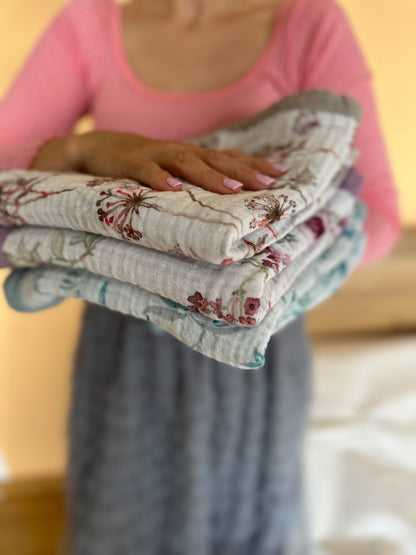 MUSSELIN BABYDECKE DOPPELSEITIG 105x105🌿