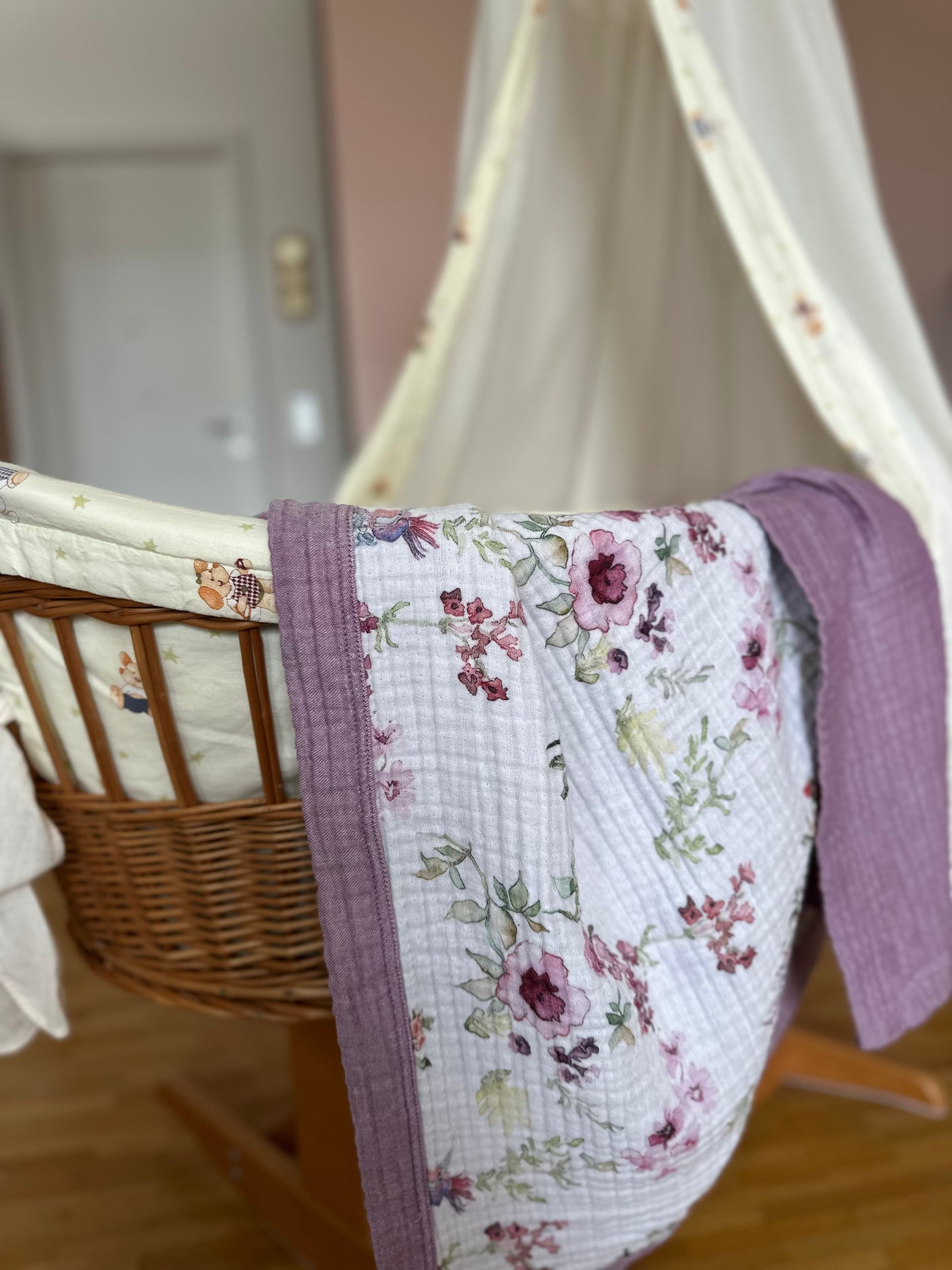 MUSSELIN BABYDECKE DOPPELSEITIG 105x105🌿